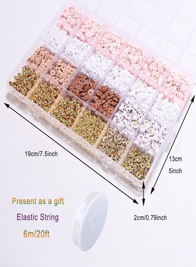 Nuvex Jewelry Bracelet Making Kit Flat Polymer DIY Clay Bead for Children Adults | DIY Letter Beads, Gold Pearl Spacers & Charm | Friendship Bracelet Beads Kit for Girls, Birthday Gift [Rustic Brown] - Image 2
